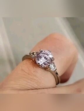 Vintage 💍 Engagement Style Ring Silver-tone Faux-Diamond Size 7
